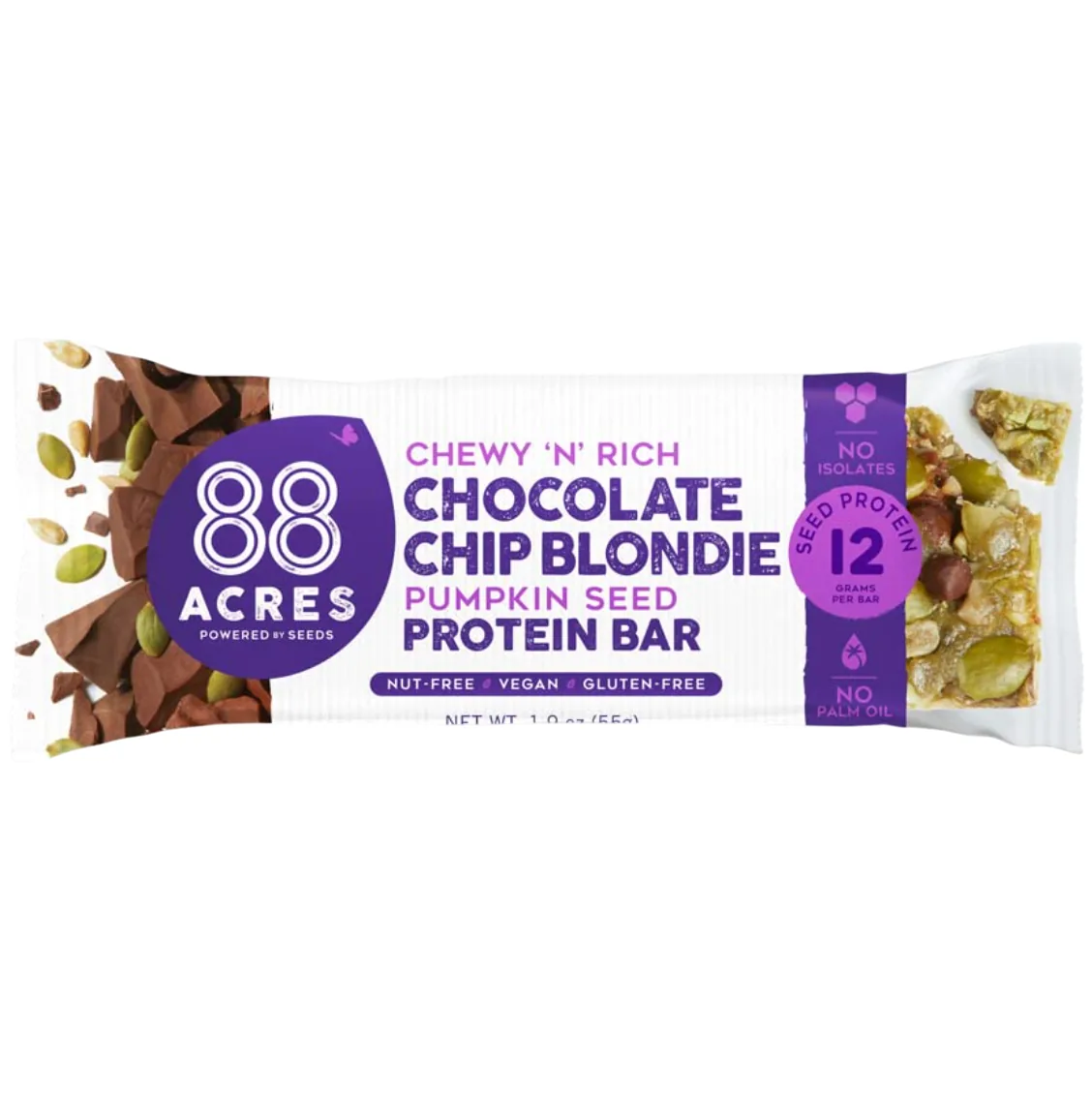 88 Acres Chocolate Chip Blondie protein bar product photo