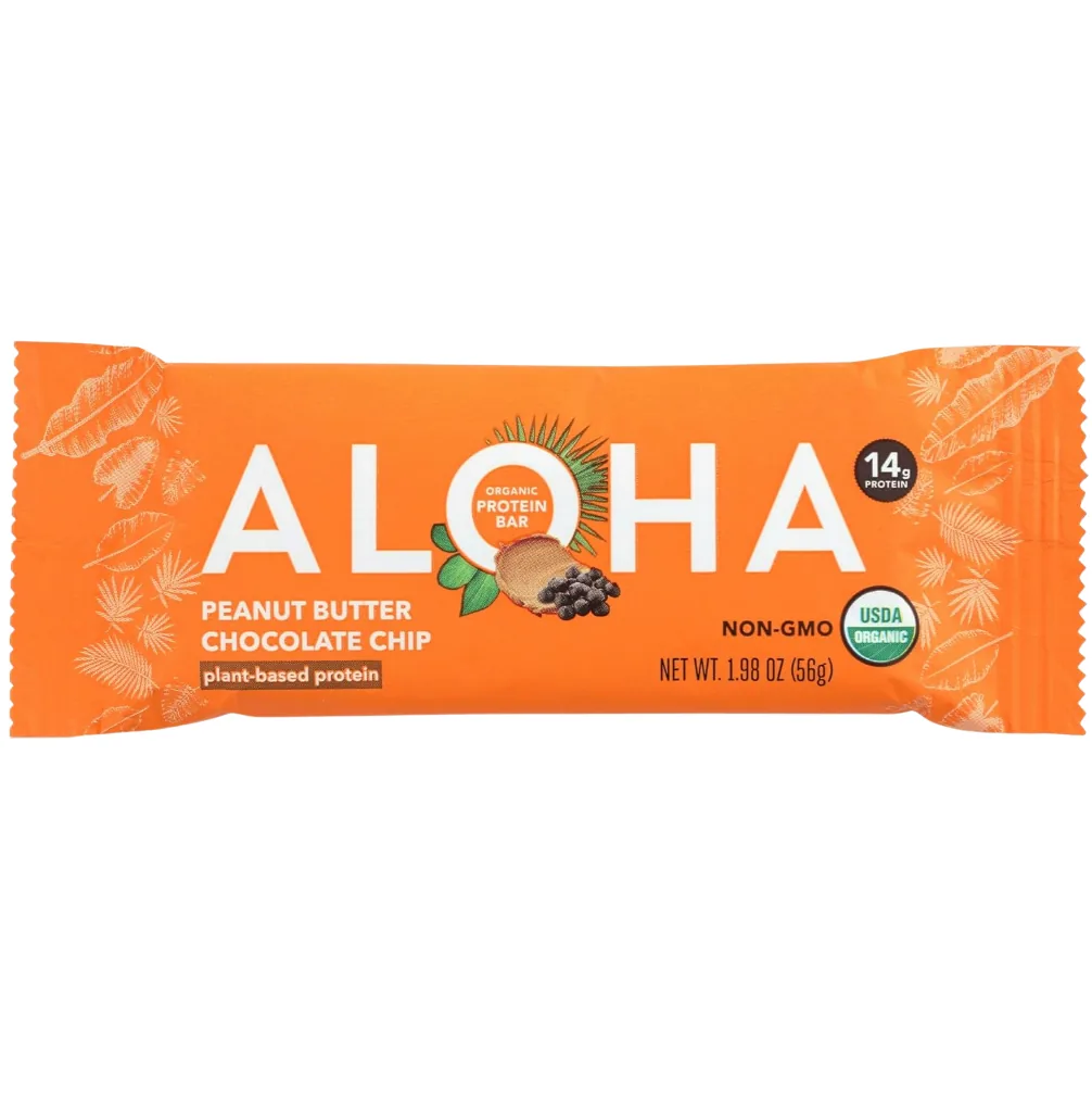 ALOHA Peanut Butter Chocolate Chip protein bar product photo