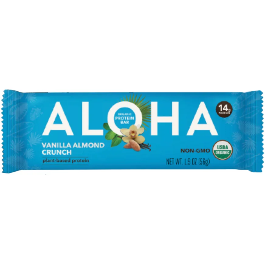 ALOHA Vanilla Almond Crunch protein bar product photo