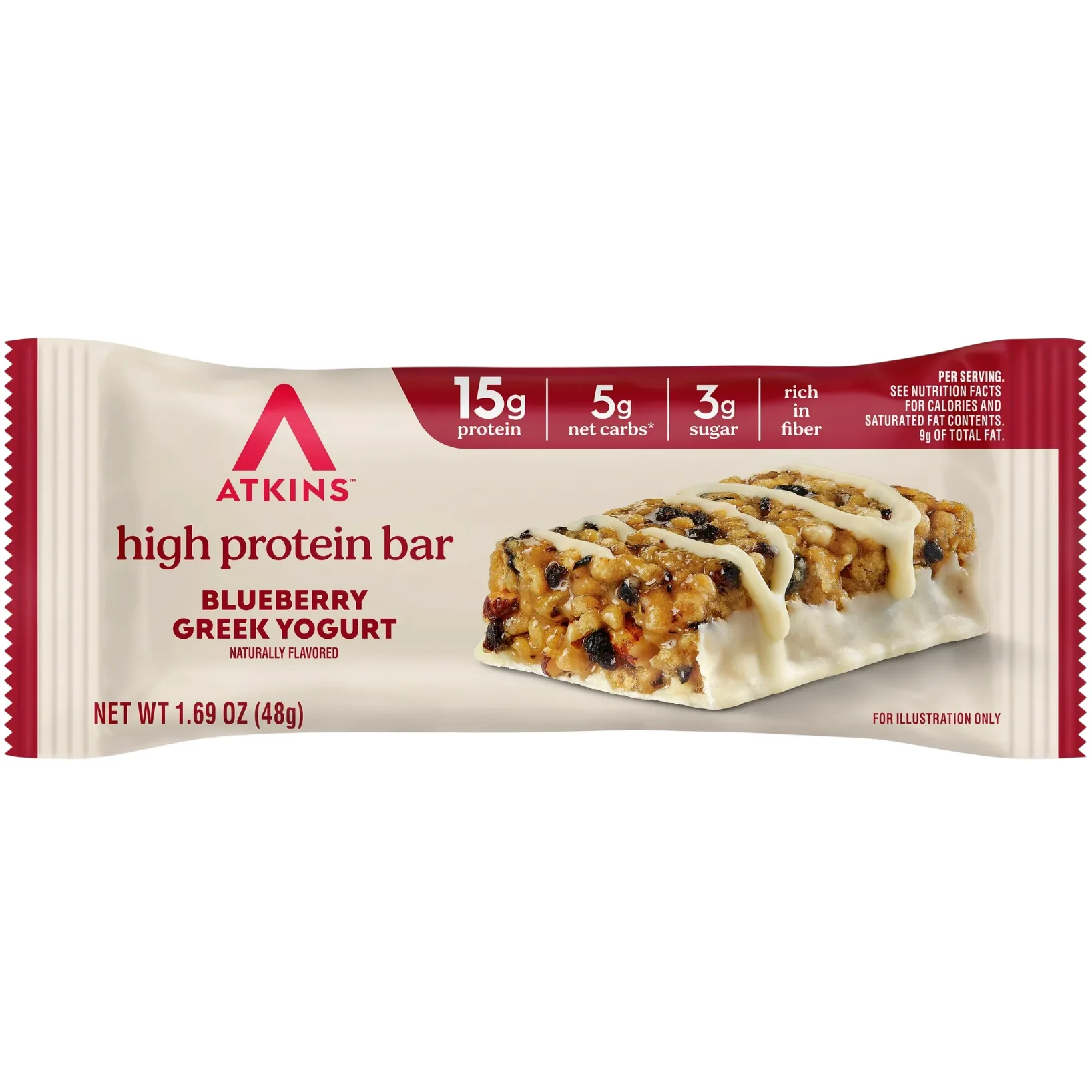 Atkins Blueberry Greek Yogurt protein bar product photo