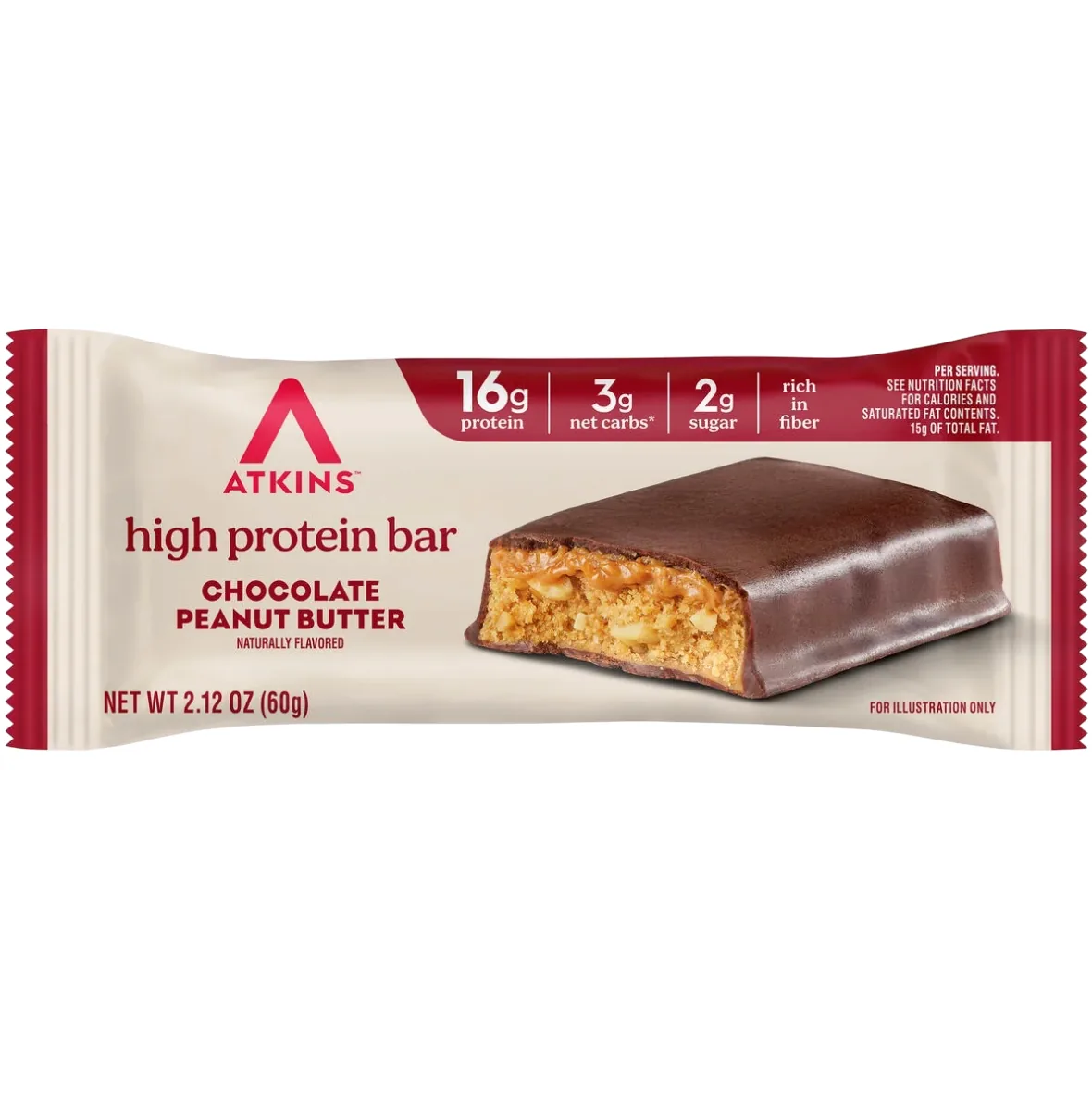Atkins Chocolate Peanut Butter protein bar product photo