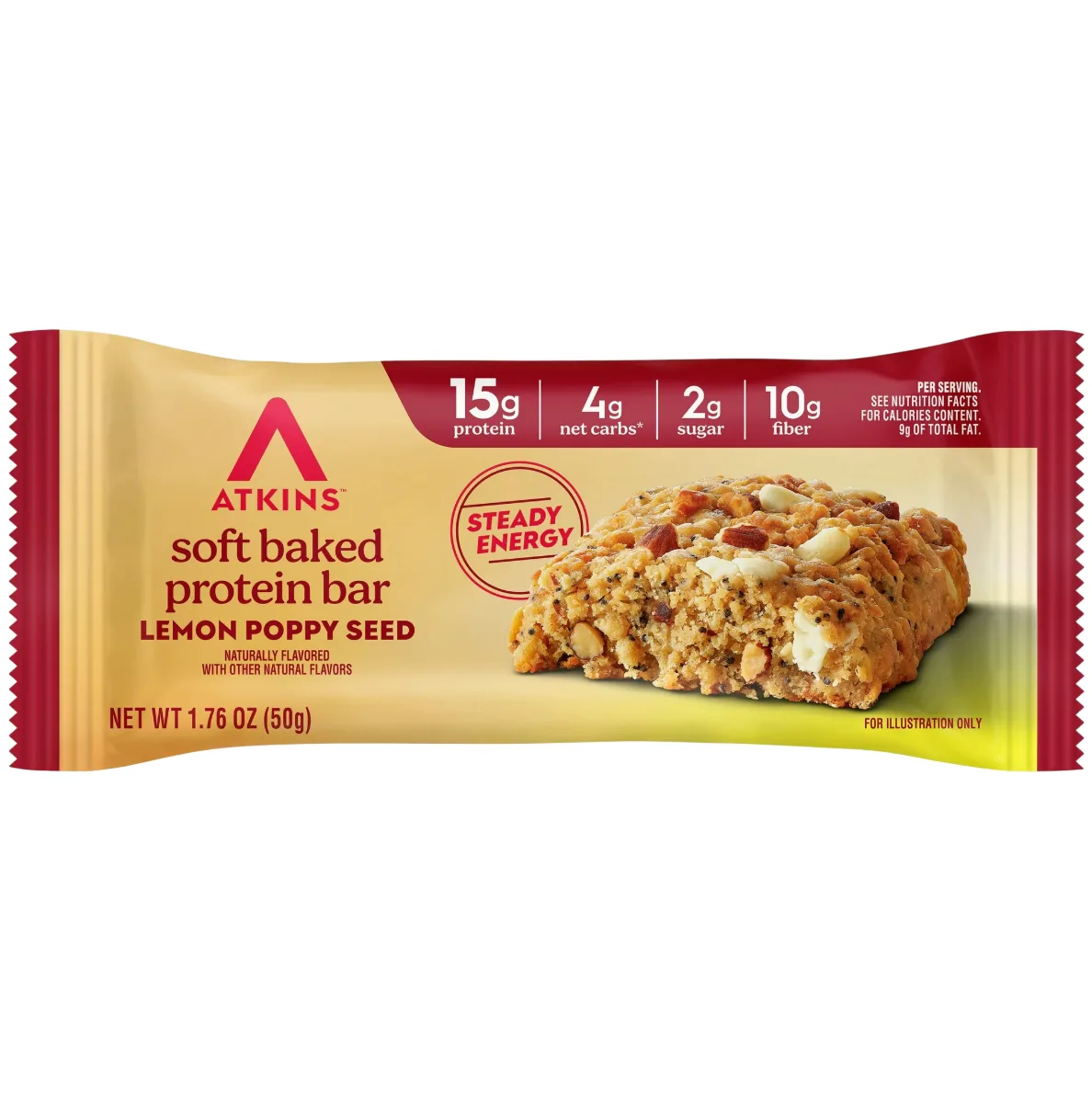 Atkins Lemon Poppy Seed (Soft Baked) protein bar product photo