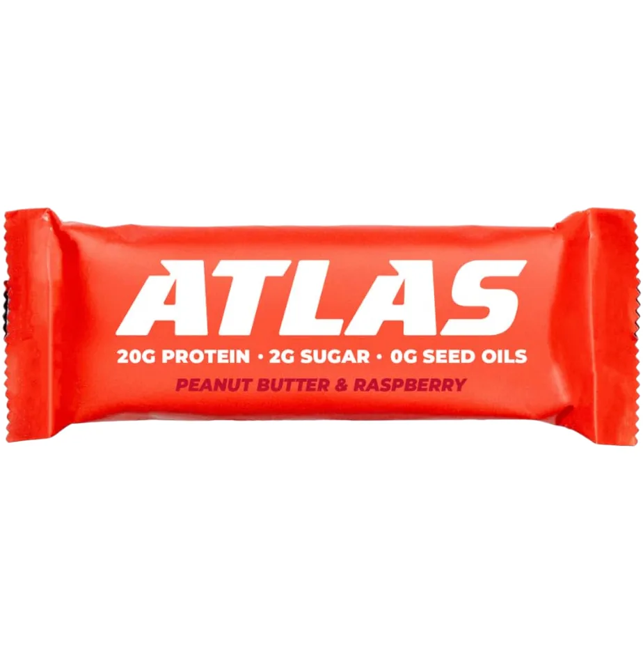Atlas Peanut Butter & Raspberry protein bar product photo