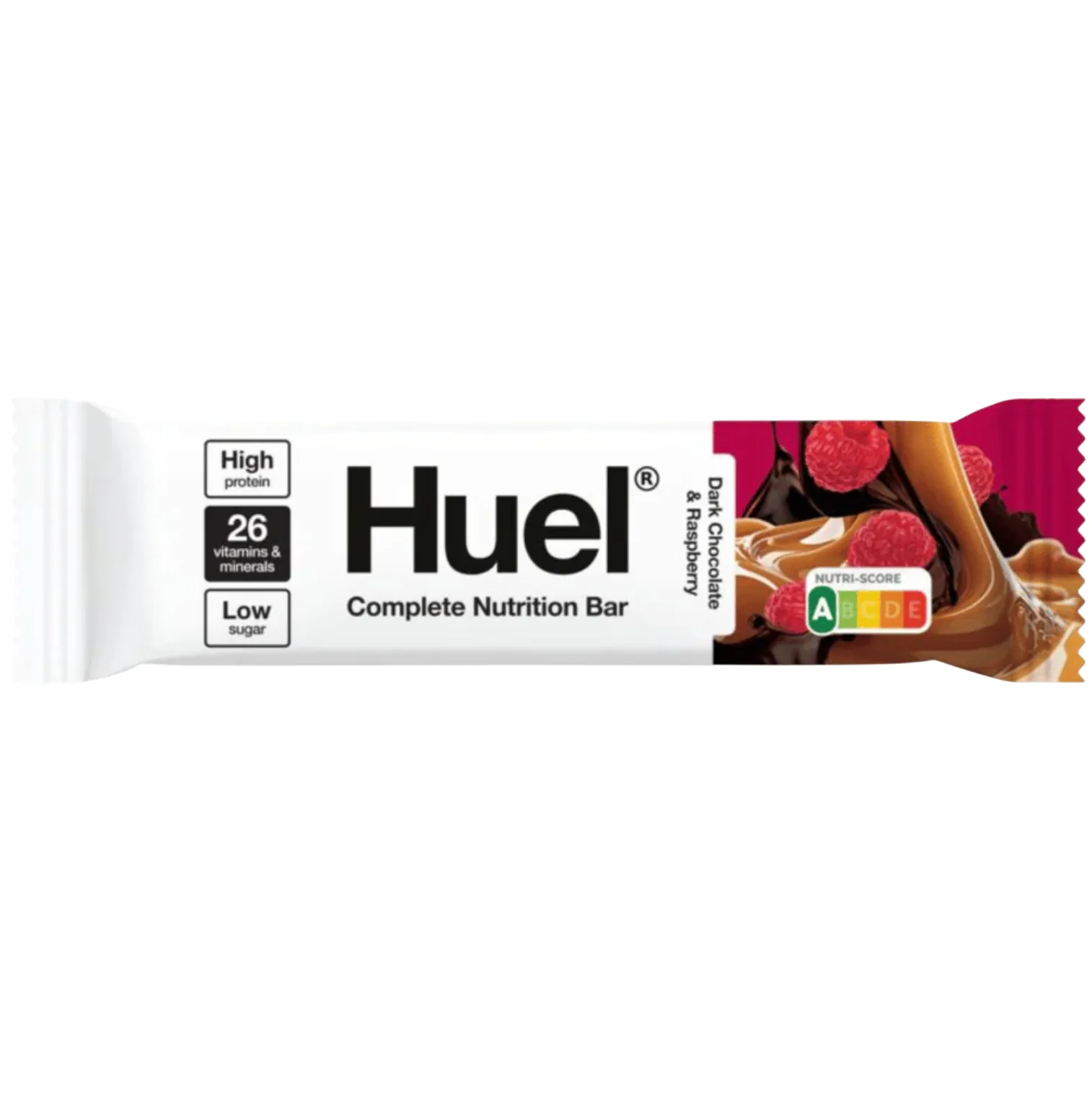 Huel Dark Chocolate Raspberry protein bar product photo