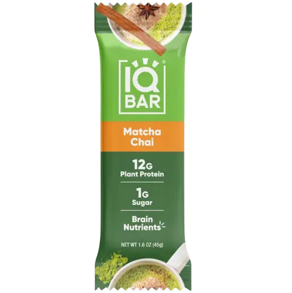 IQBAR Matcha Chai protein bar product photo