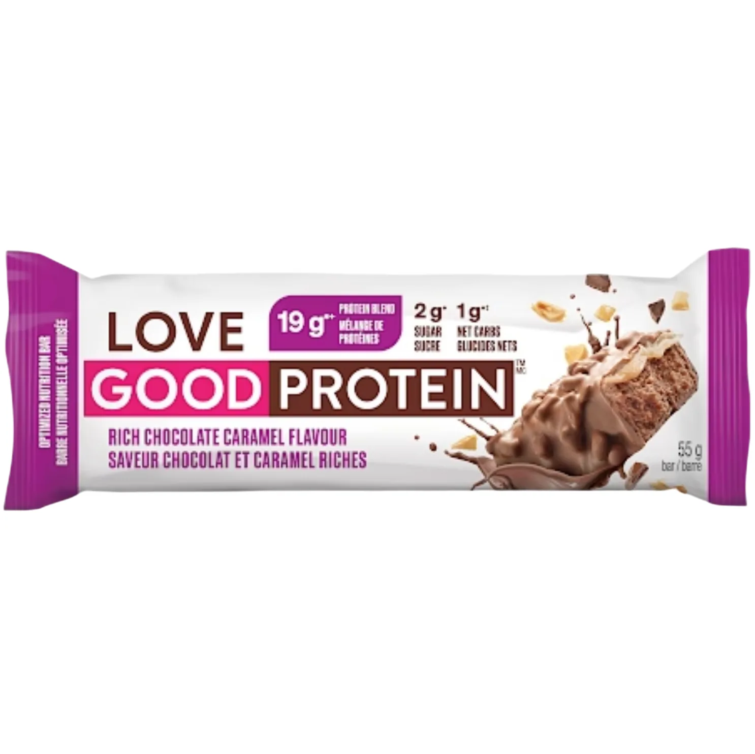 Love Good Fats Chocolate Caramel protein bar product photo