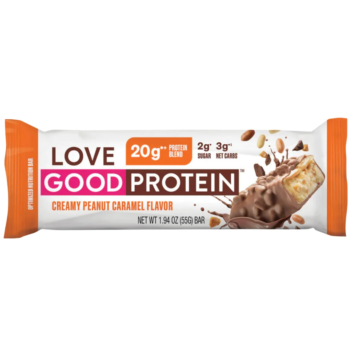 Love Good Fats Peanut Caramel protein bar product photo