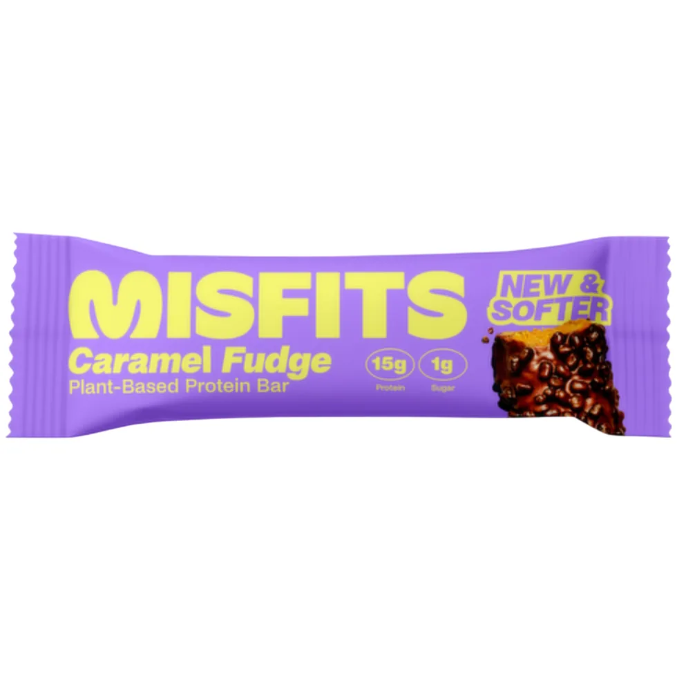 Misfits Caramel Fudge protein bar product photo