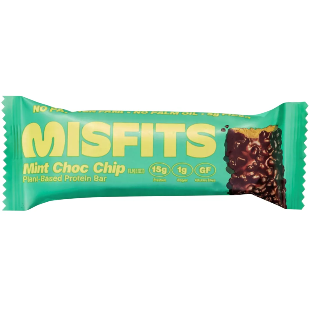 Misfits Mint Chocolate Chip protein bar product photo