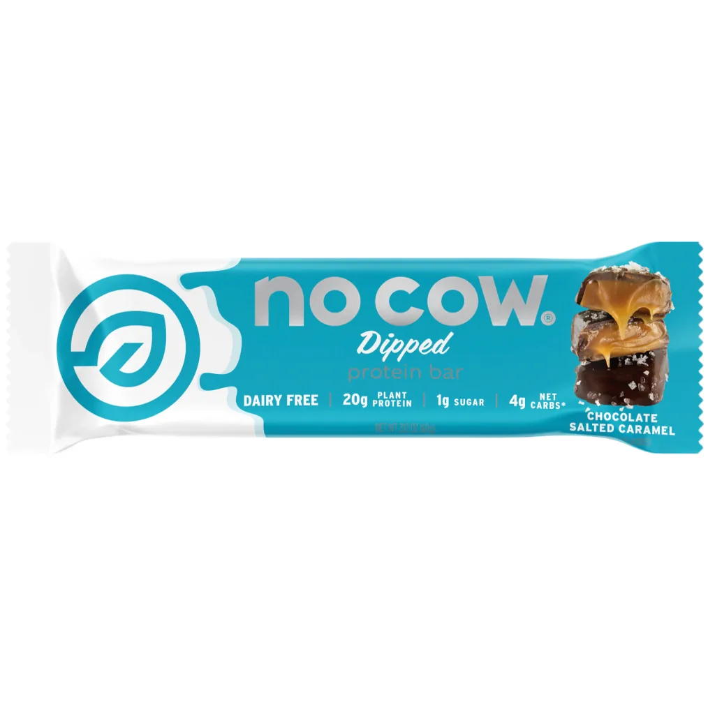 No Cow Chocolate Salted Caramel protein bar product photo