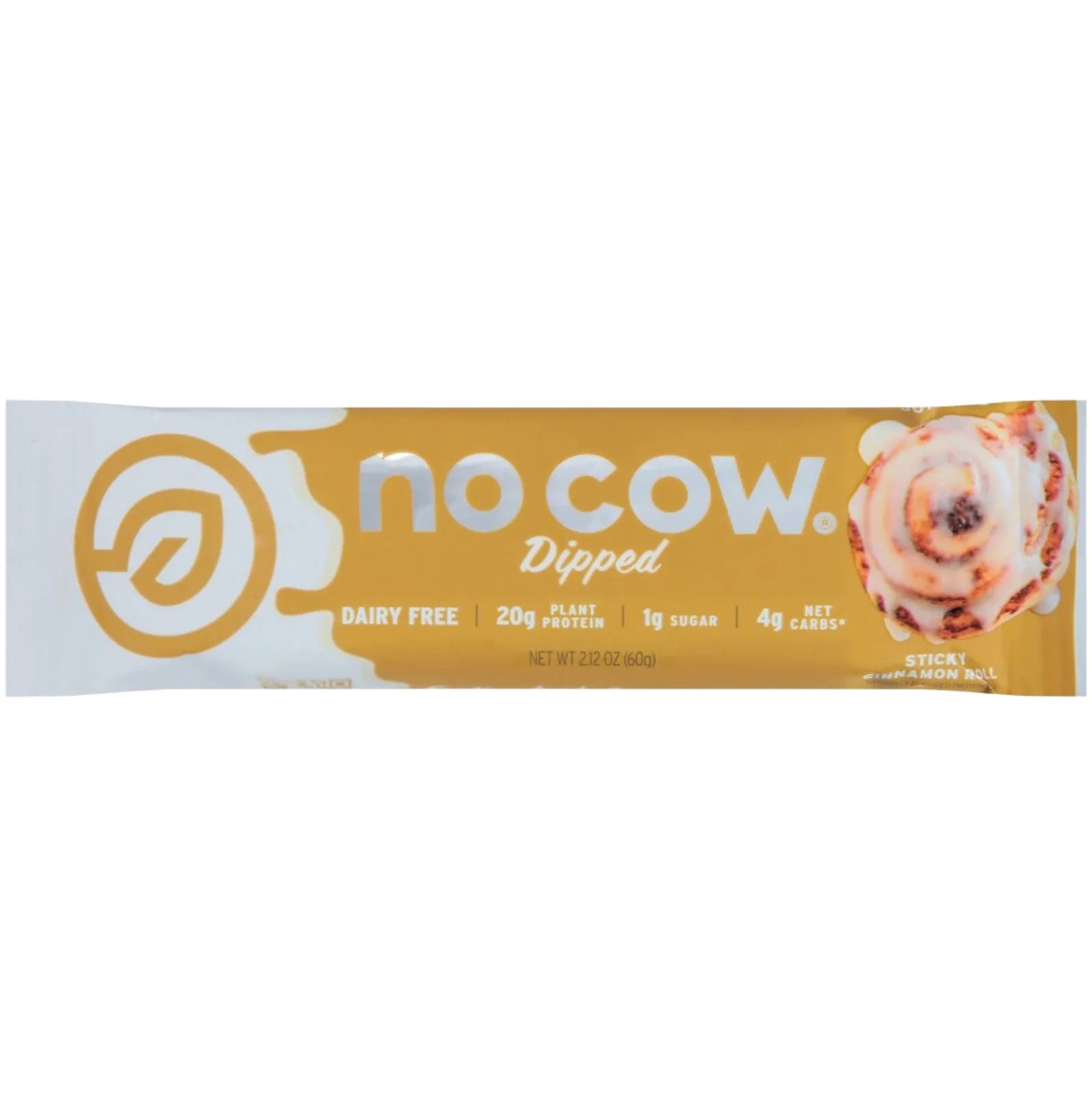 No Cow Dipped Sticky Cinnamon Roll protein bar product photo