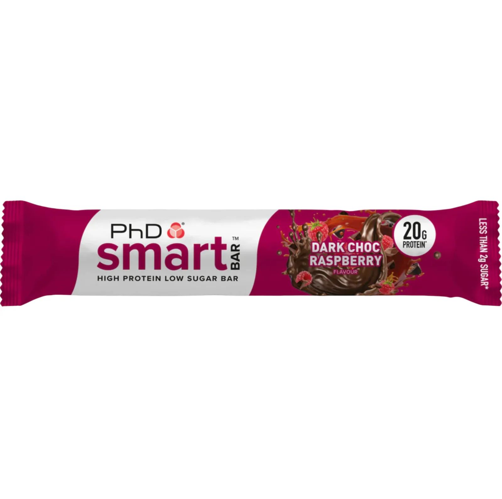 PhD Nutrition Dark Choc Raspberry protein bar product photo