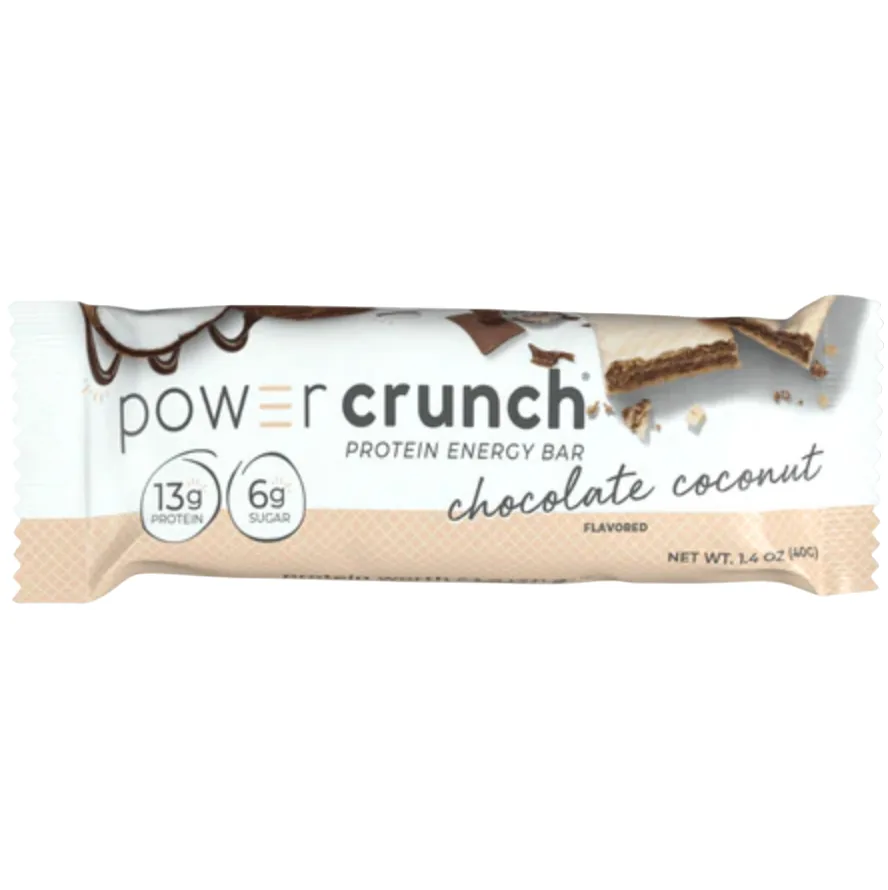 Power Crunch Chocolate Coconut protein bar product photo