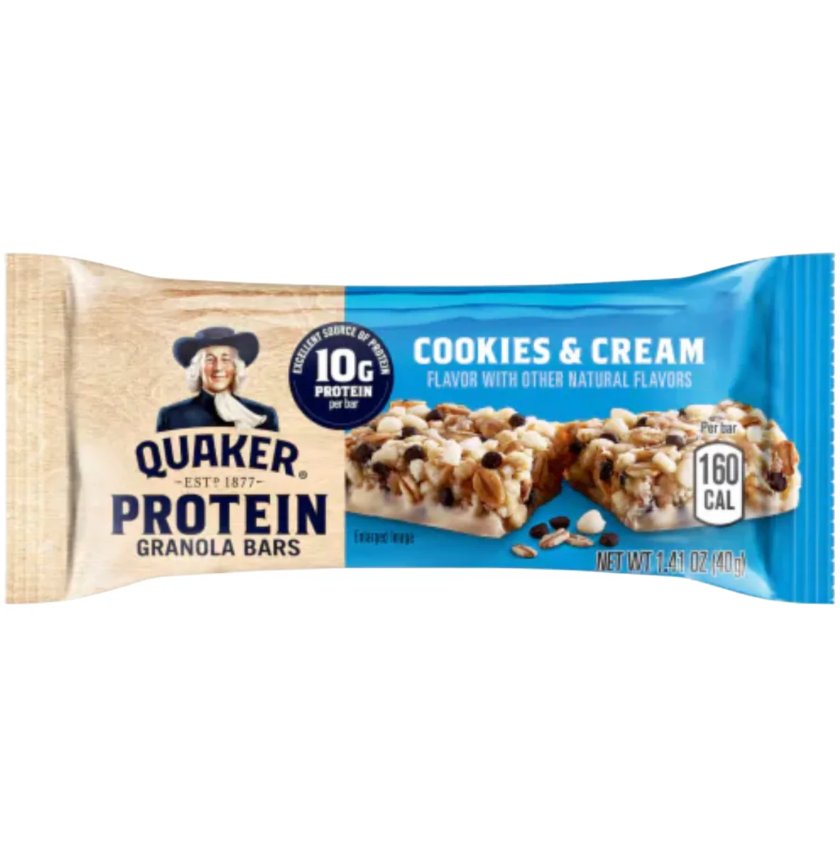 Quaker Cookies & Cream protein bar product photo