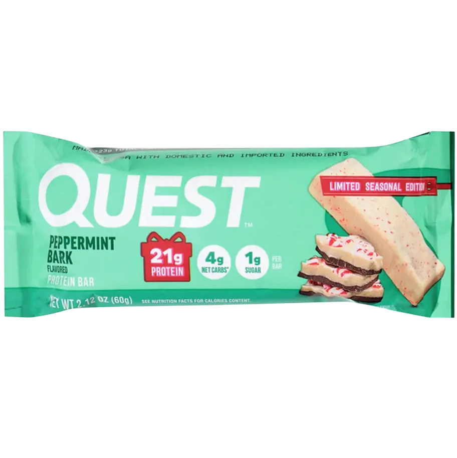 Quest Nutrition Peppermint Bark protein bar product photo