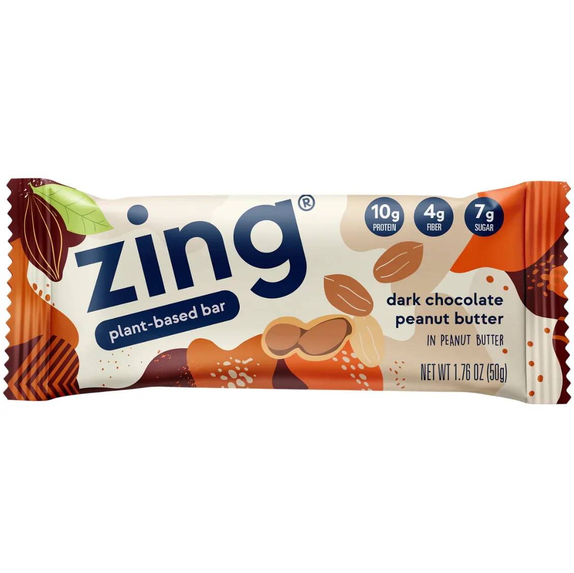 Zing Dark Chocolate Peanut Butter protein bar product photo