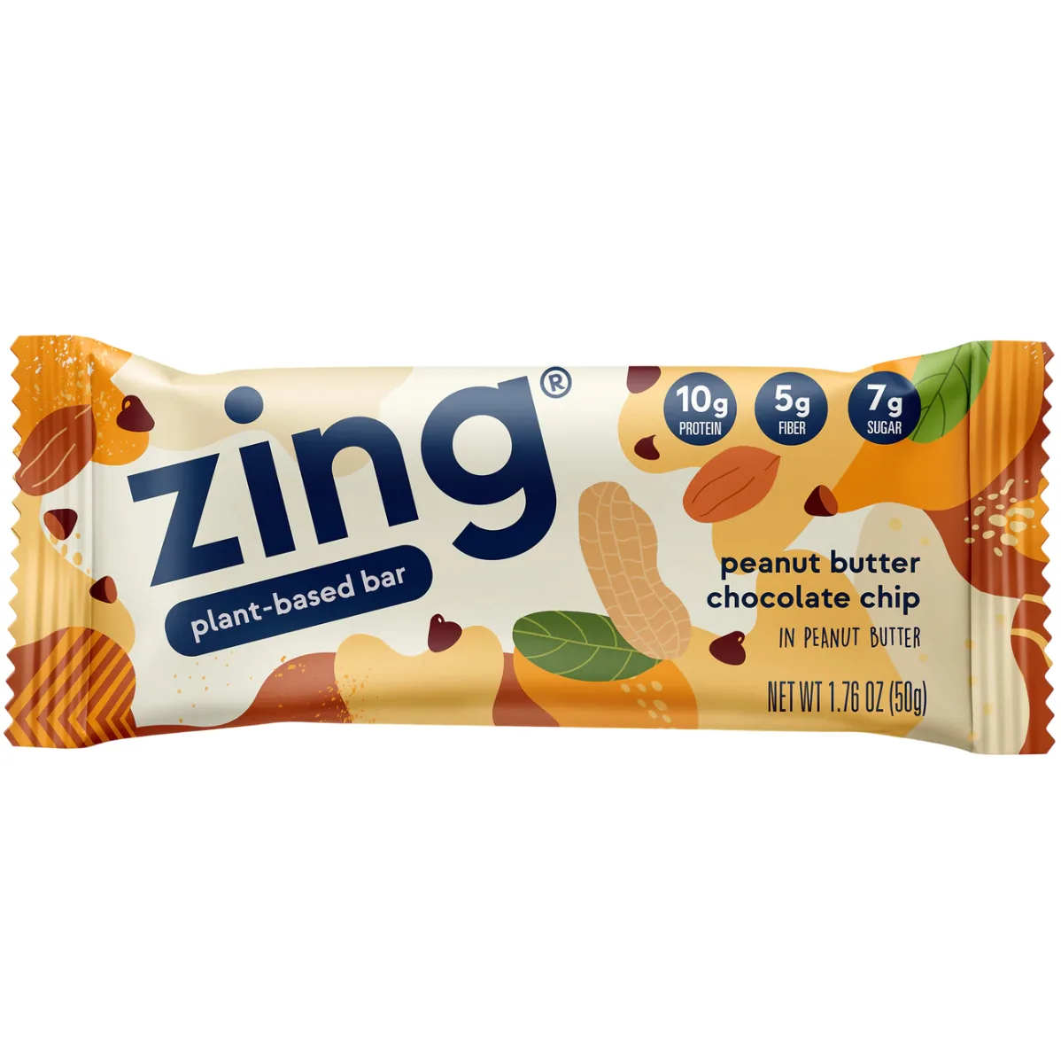 Zing Peanut Butter Chocolate Chip protein bar product photo
