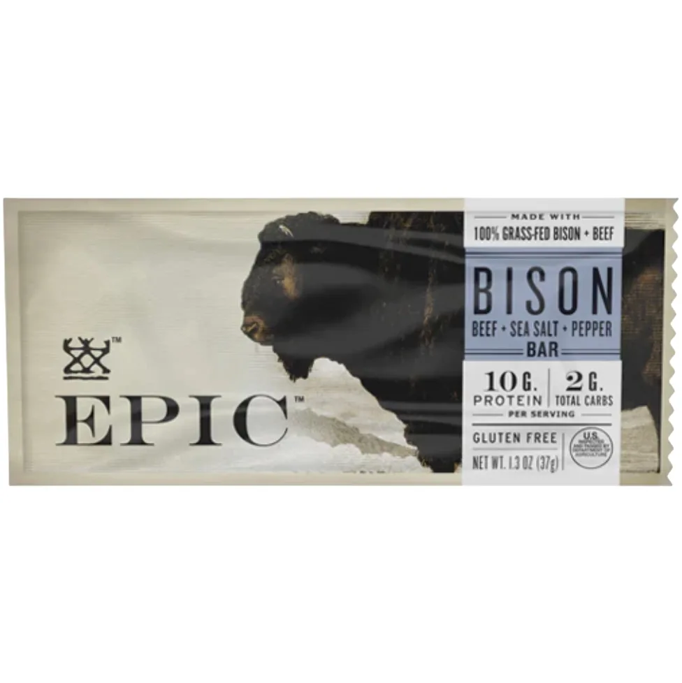 EPIC Provisions Bison with Beef + Sea Salt + Pepper protein bar product photo