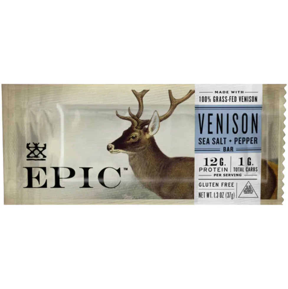 EPIC Provisions Venison Sea Salt + Pepper Bar protein bar product photo