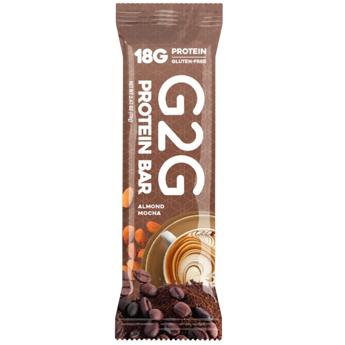 G2G Bar Almond Mocha protein bar product photo