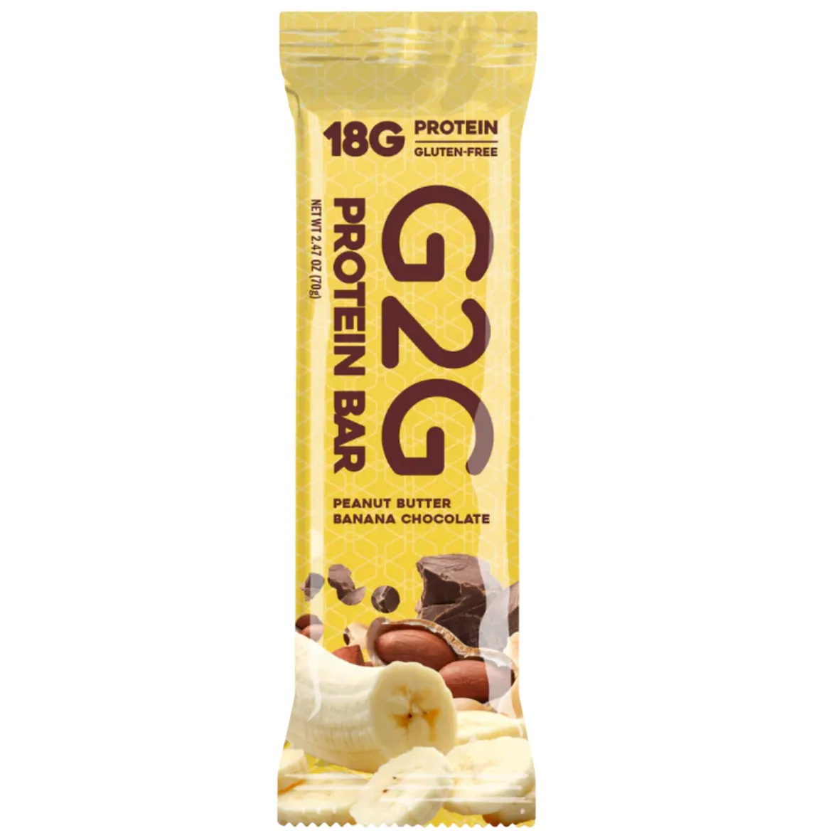 G2G Bar Peanut Butter Banana Chocolate protein bar product photo