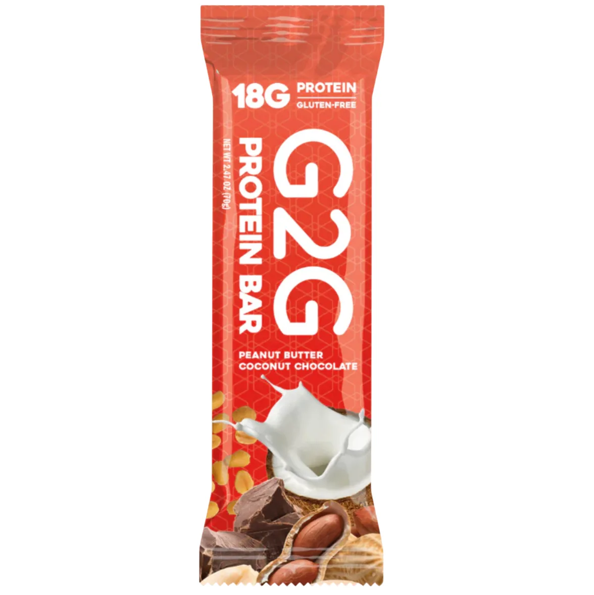 G2G Bar Peanut Butter Coconut Chocolate protein bar product photo