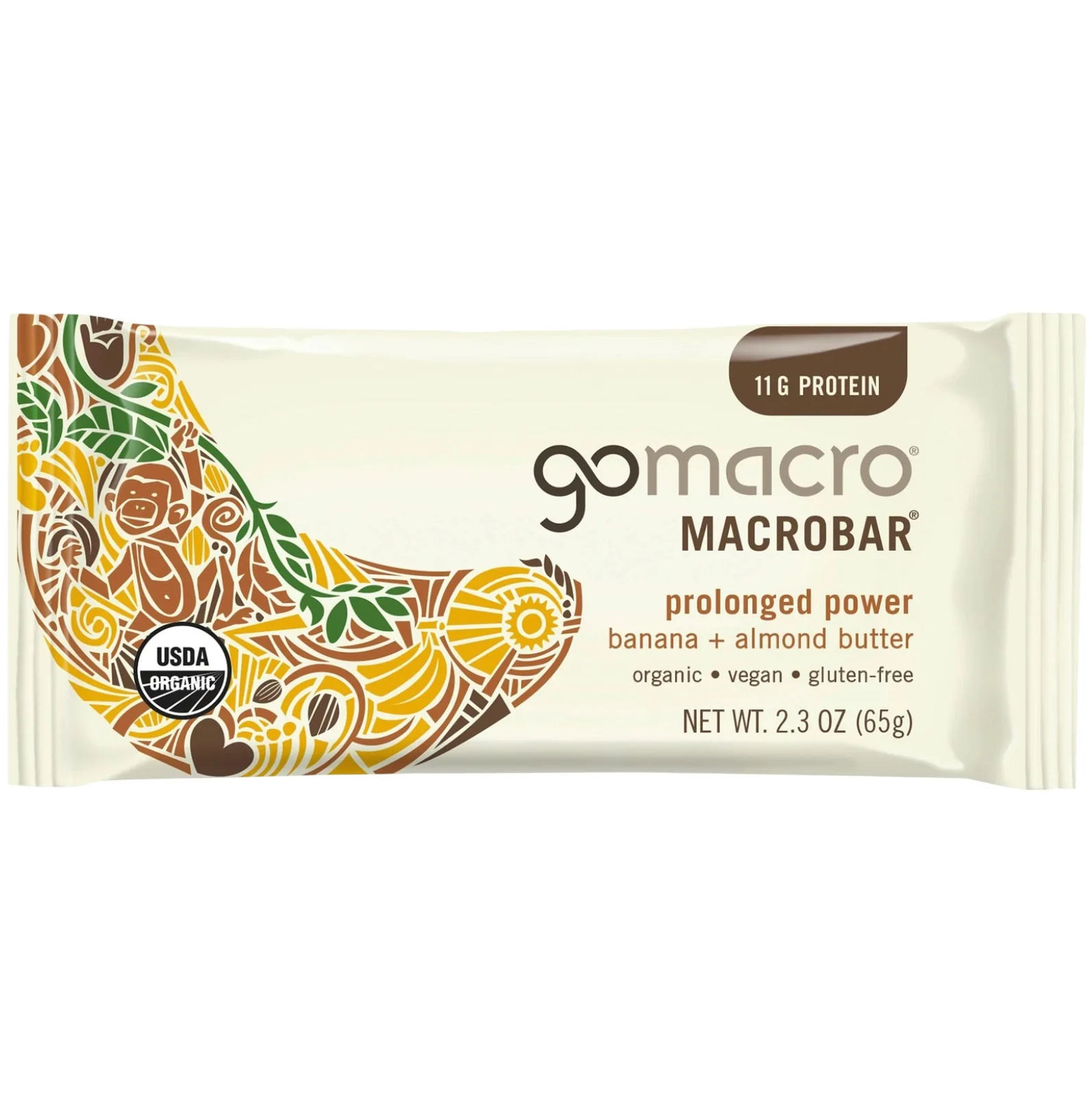 GoMacro Banana + Almond Butter MacroBar protein bar product photo