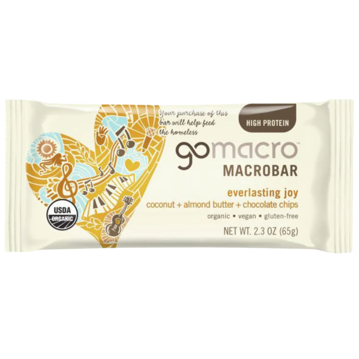 GoMacro Coconut + Almond Butter + Chocolate Chips MacroBar protein bar product photo