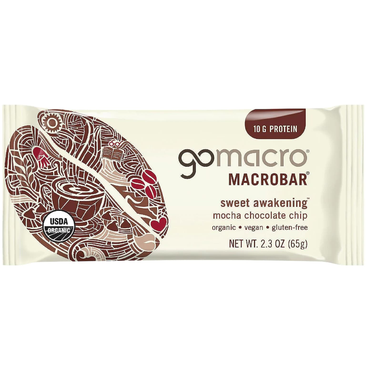 GoMacro Mocha Chocolate Chip MacroBar protein bar product photo
