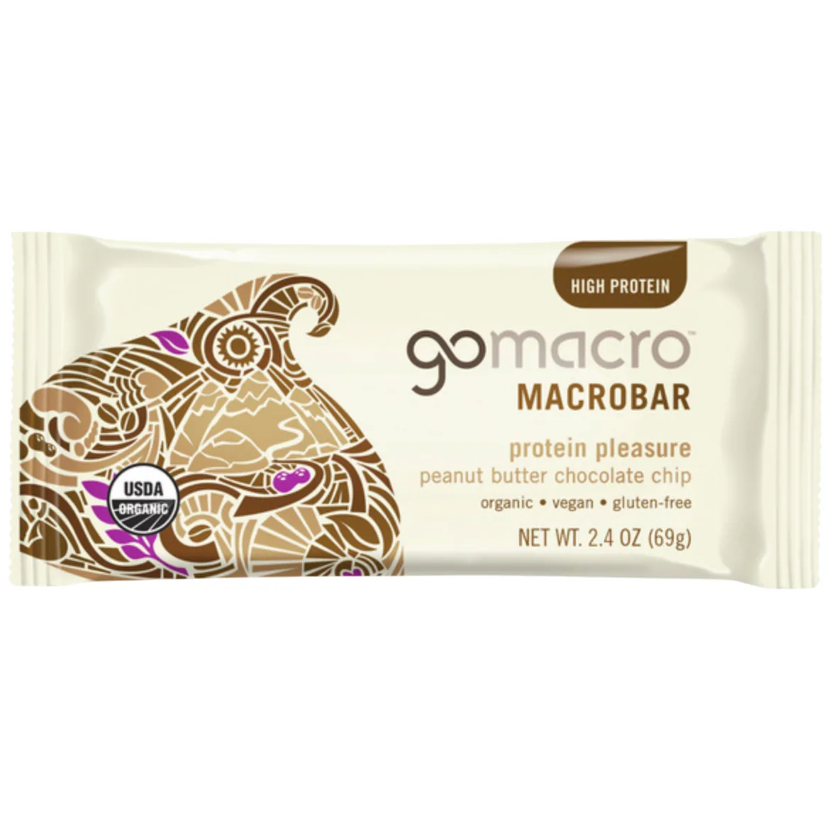 GoMacro Peanut Butter Chocolate Chip MacroBar protein bar product photo