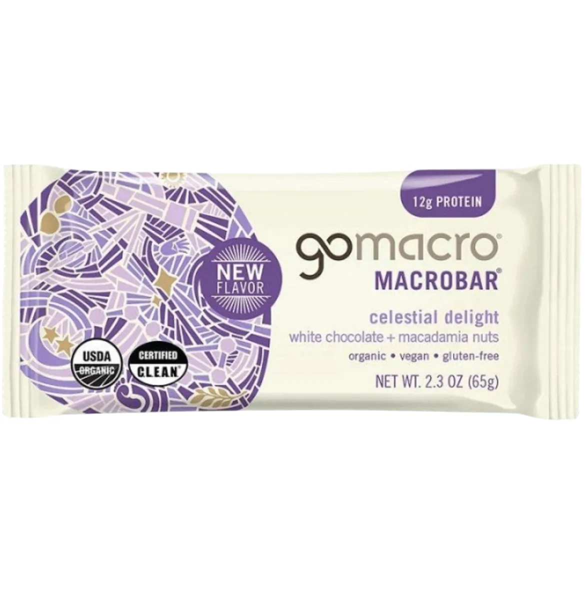 GoMacro White Chocolate + Macadamia Nuts MacroBar protein bar product photo