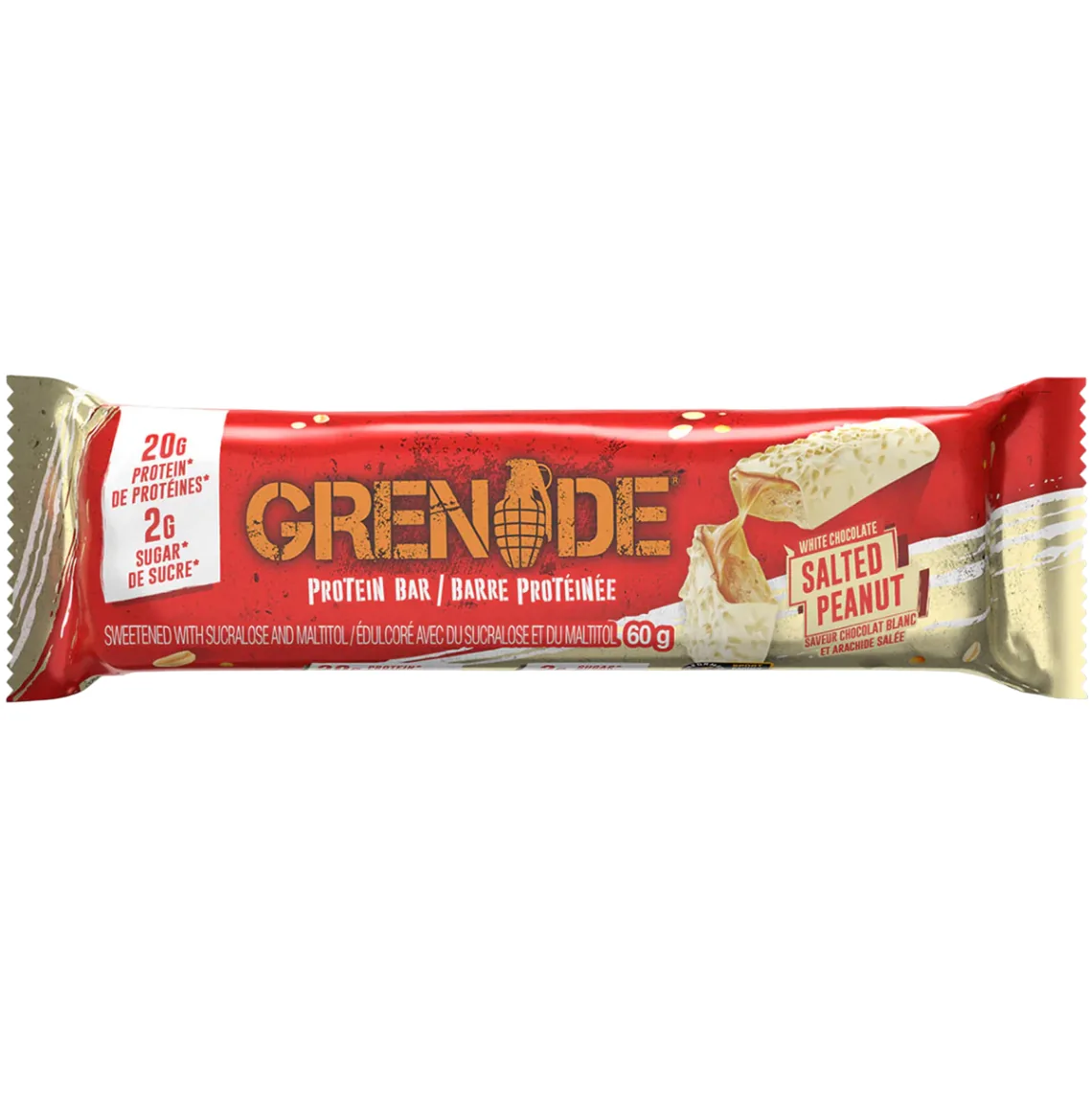 Grenade White Chocolate Salted Peanut Protein Bar protein bar product photo