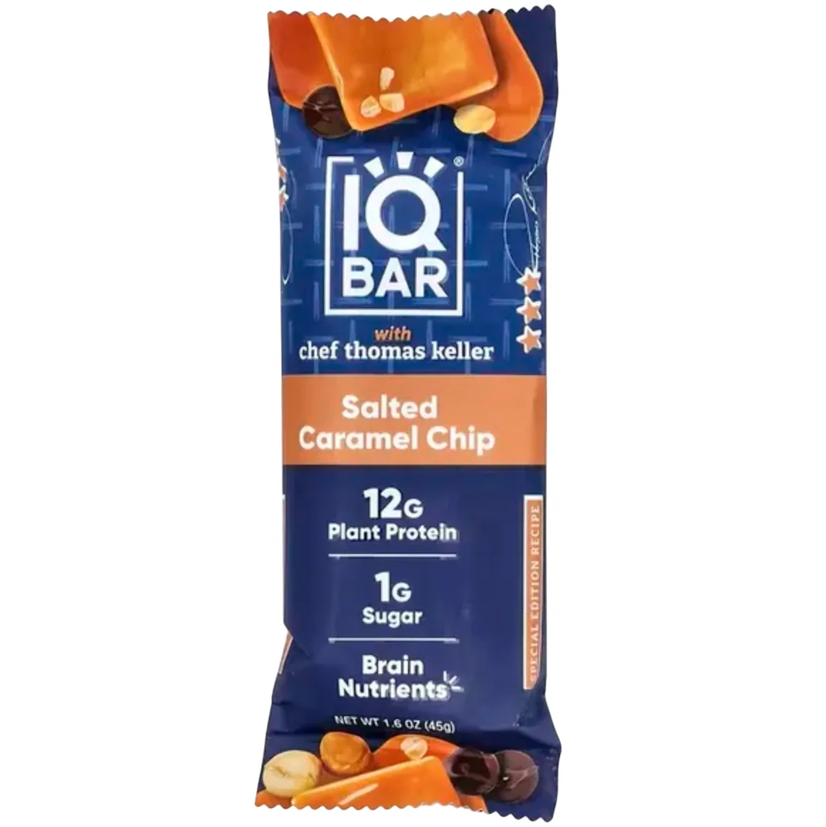 IQBAR Salted Caramel Chip protein bar product photo