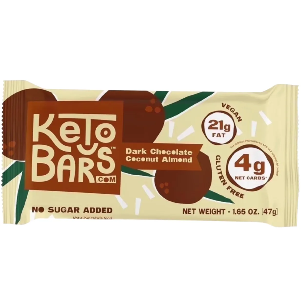 Keto Bars Dark Chocolate Coconut Almond protein bar product photo