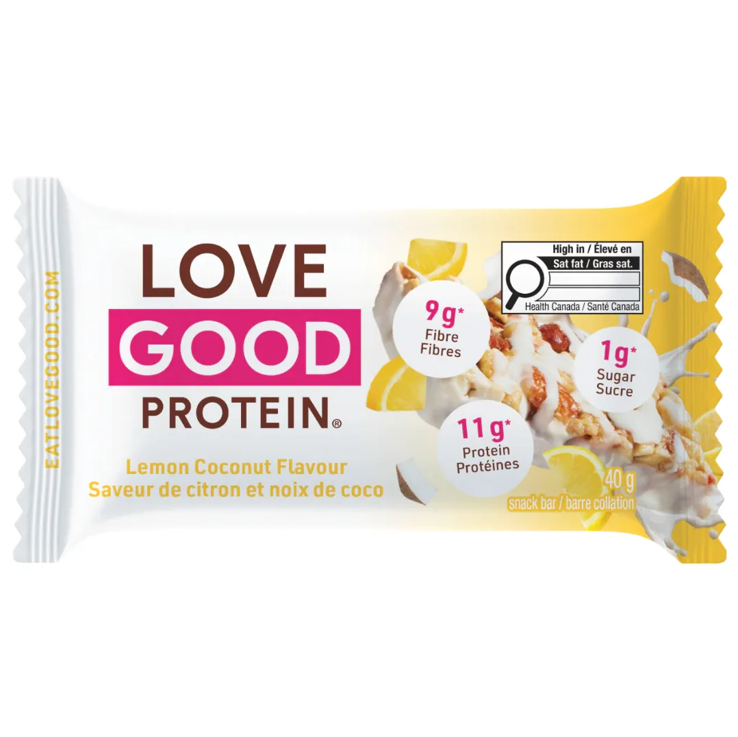 Love Good Fats Chewy Nutty Lemon Coconut protein bar product photo