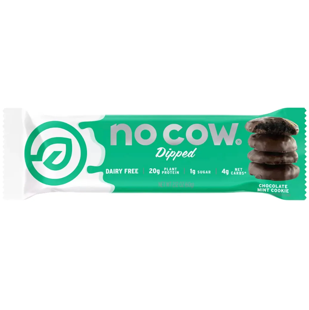 No Cow Dipped Chocolate Mint Cookie protein bar product photo