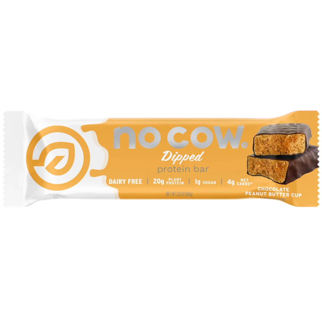 No Cow Dipped Chocolate Peanut Butter Cup protein bar product photo