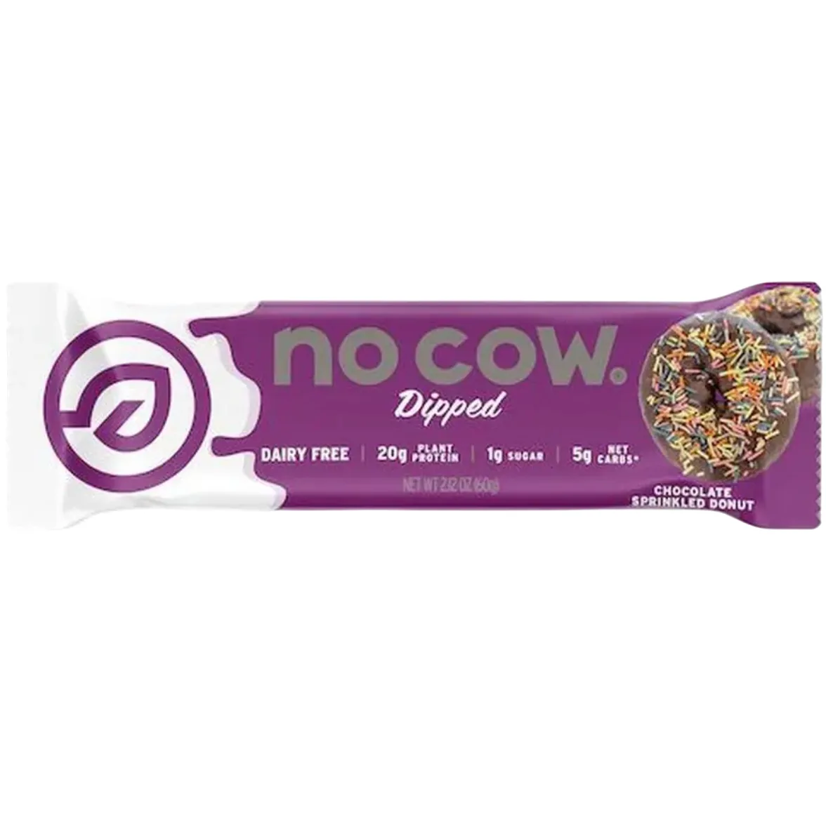 No Cow Dipped Chocolate Sprinkled Donut protein bar product photo