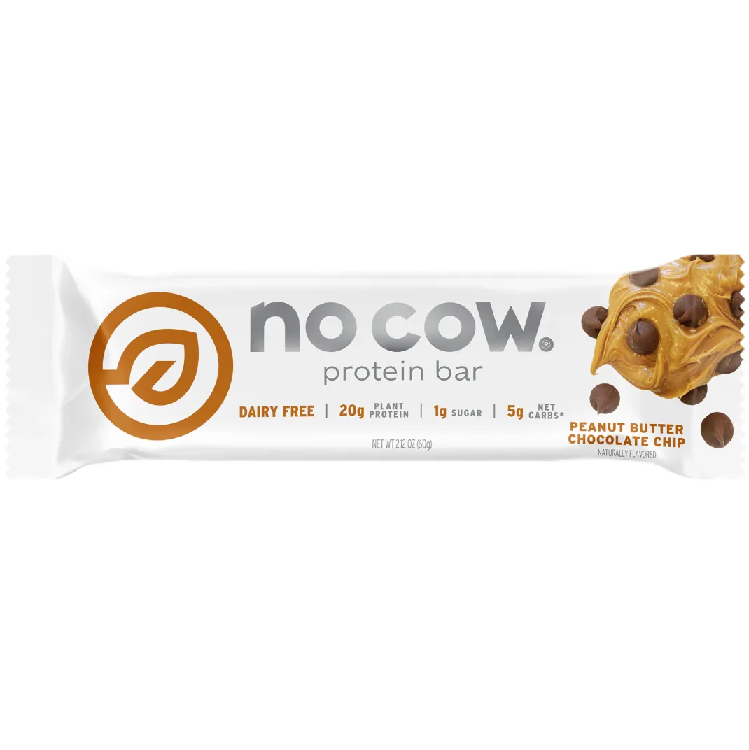 No Cow Peanut Butter Chocolate Chip protein bar product photo
