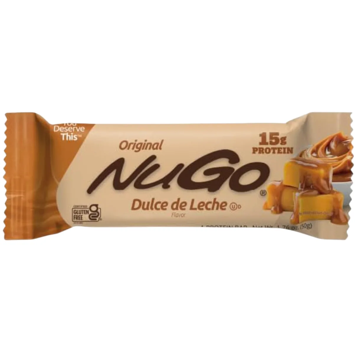 NuGo Nutrition Dulce de Leche protein bar product photo
