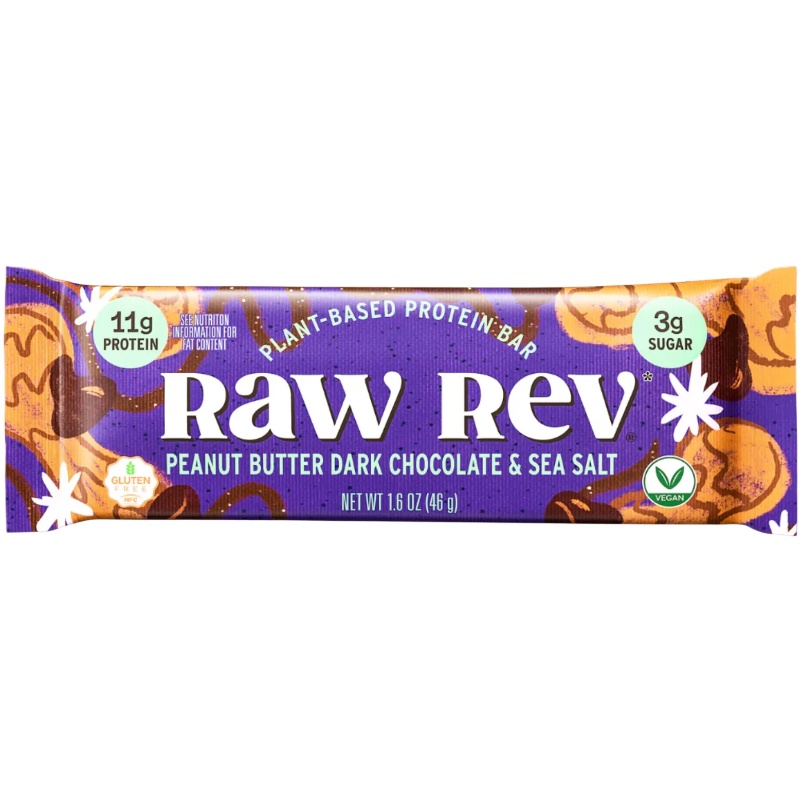 Raw Rev Peanut Butter Dark Chocolate & Sea Salt protein bar product photo